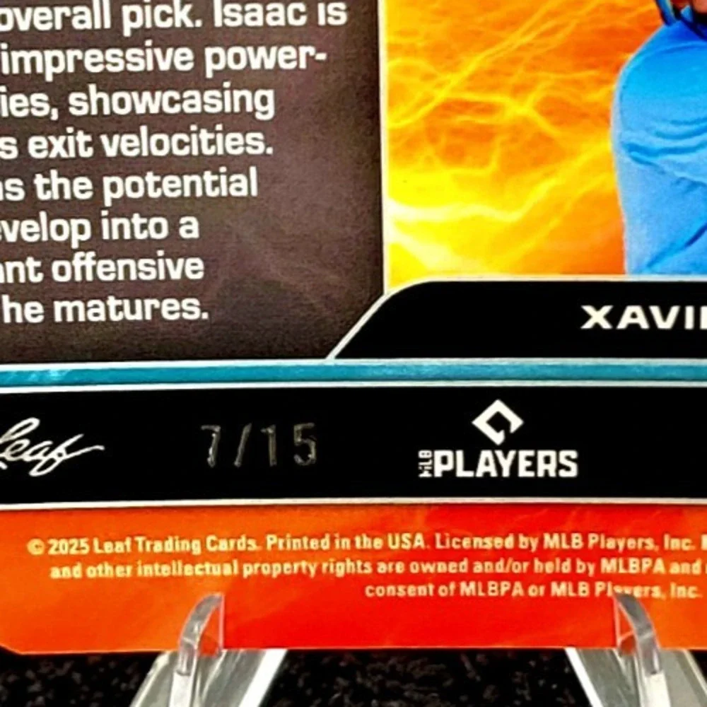 2025 Xavier Isaac 7/15 MILB Top 100 Tampa Bay Rays Top Prospect RARE